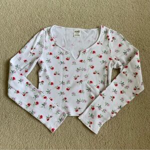 PINK floral long sleeve thermal crop top